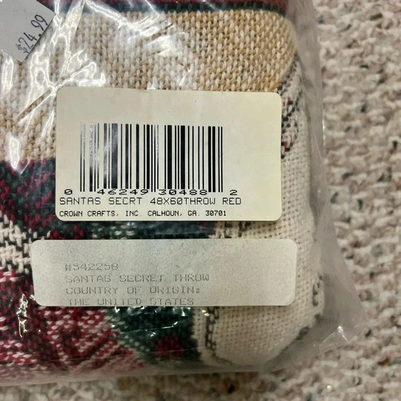 Christmas Santa Goodwin Weavers Throw Blanket 58" x 48" 100% Cotton Afghan USA - Picture 8 of 9